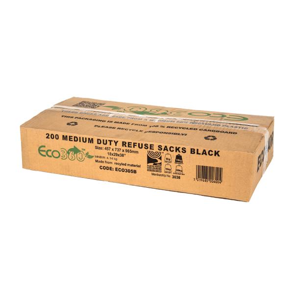 Medium Duty Black Refuse Sack 441x722x952mm (18 x 29 x 38'') (Flat-Packed)